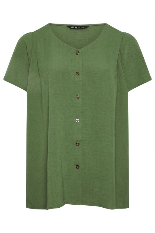 YOURS Plus Size Khaki Green Button Up Blouse | Yours Clothing  5