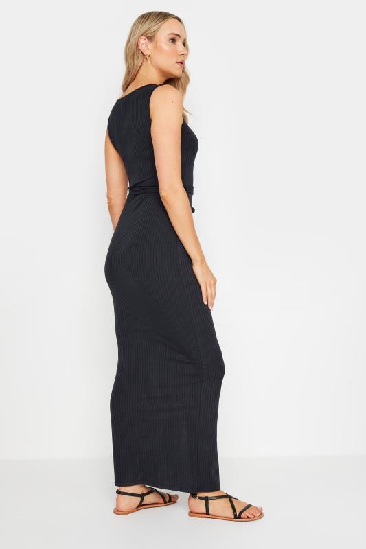 LTS Tall Black Ribbed Button Through Maxi Dress | Long Tall Sally 3