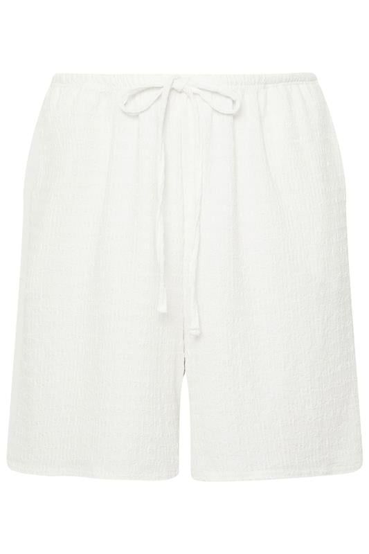 YOURS Plus Size White Textured Shorts | Yours Clothing 6