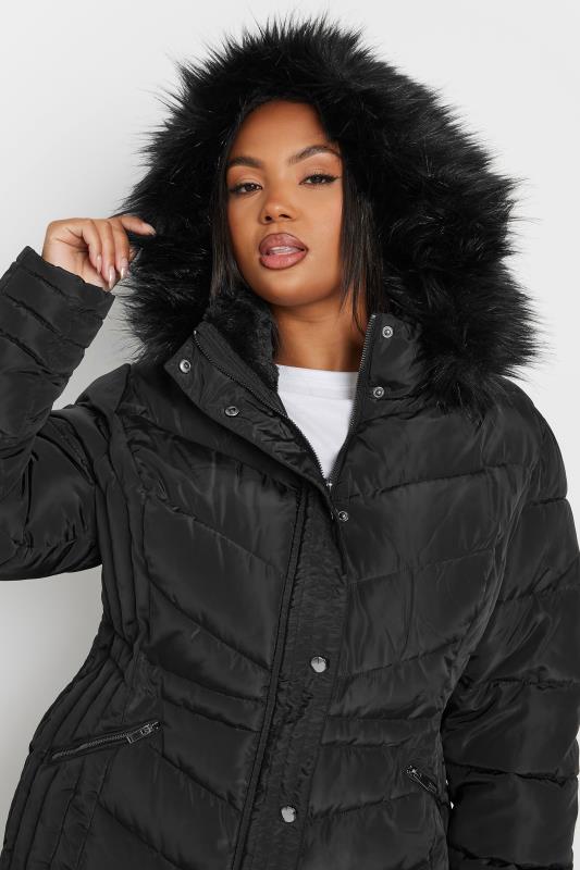 YOURS Plus Size Black Padded Coat | Yours Clothing 4