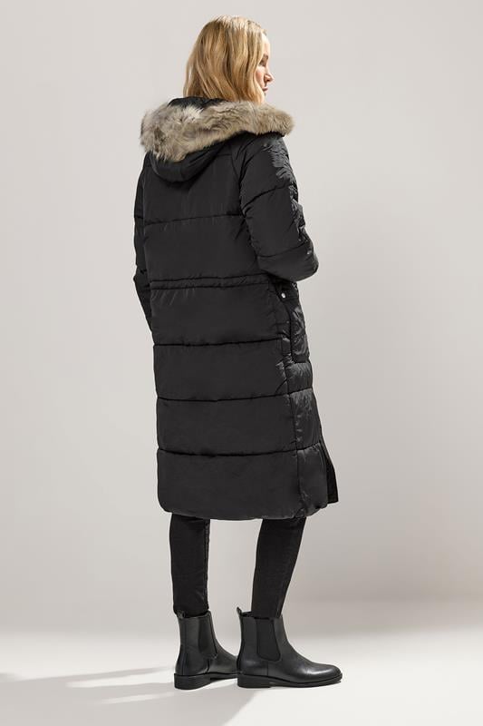 LTS Tall Black Padded Midi Coat | Long Tall Sally 2