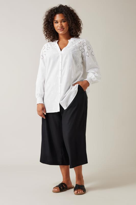 EVANS Plus Size White Broderie Cotton Blouse | Evans 2