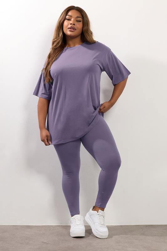 YOURS Plus Size Purple Relaxed Longline T-Shirt | Yours Clothing 1