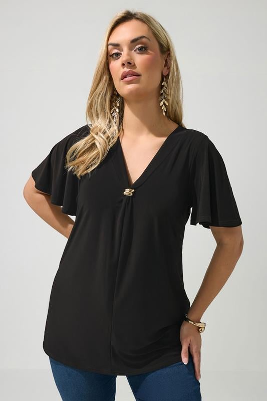 YOURS LONDON Curve Black Buckle Swing Top