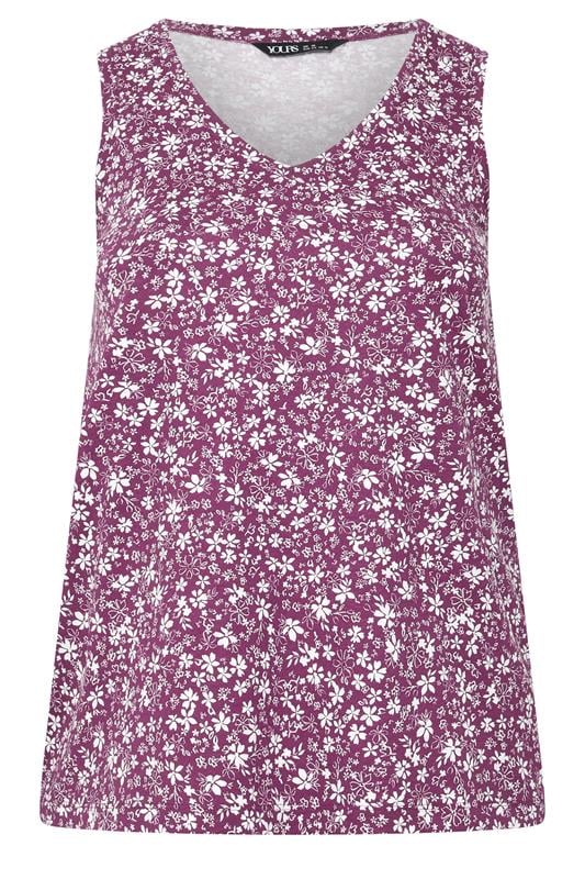 YOURS Plus Size Purple Floral Vest Top | Yours Clothing 1
