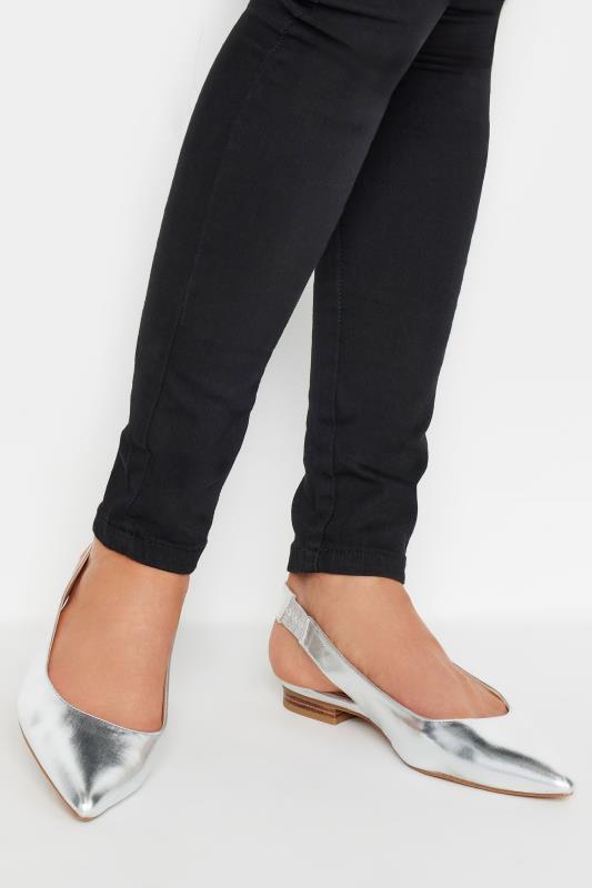 Tall  LTS Silver Slingback Point Pumps In Standard Fit