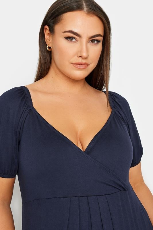 YOURS Plus Size Navy Blue V-Neck Midi Dress | Yours Clothing 4