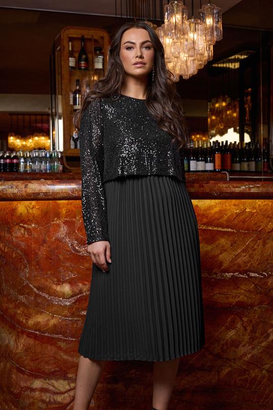 Plus Size  Evans Curve Black Sequin Embellished Midi Dress