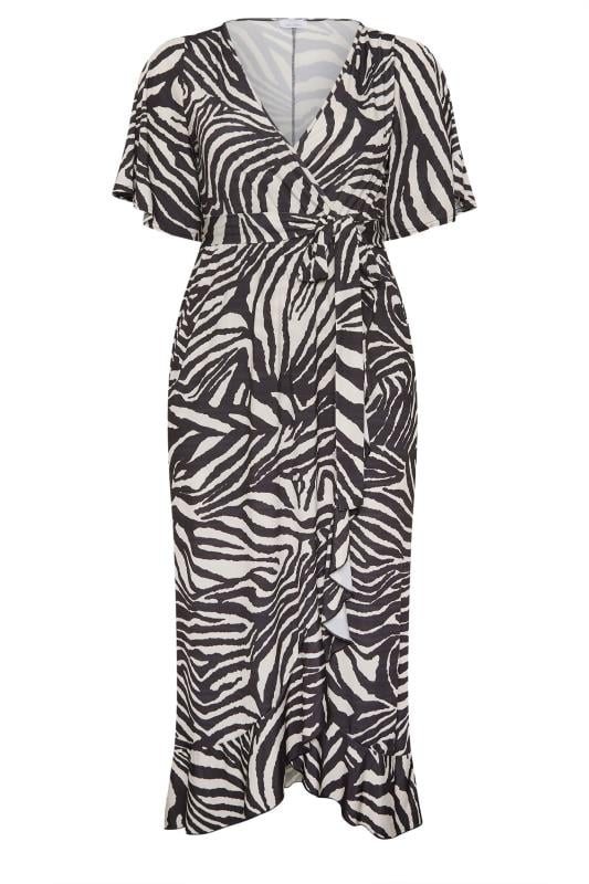 YOURS LONDON Plus Size White Zebra Print Ruffle Hem Maxi Dress | Yours Clothing 5