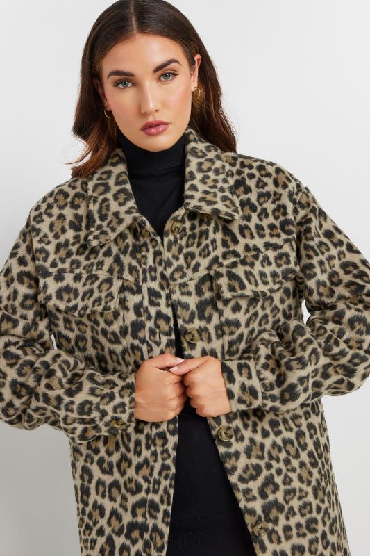 LTS Tall Beige Brown Leopard Print Longline Shacket | Long Tall Sally 5