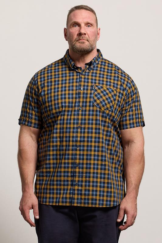 BEN SHERMAN Big & Tall Gold Yellow Check Print Shirt