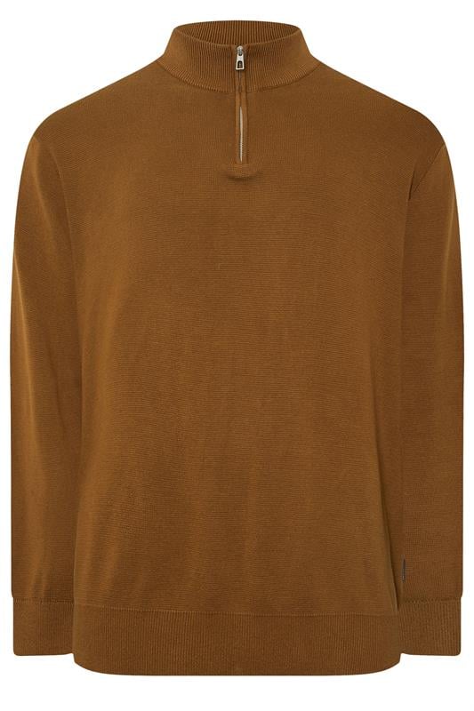 BadRhino Big & Tall Monks Robe Brown Milano Quarter Zip Jumper | BadRhino 1