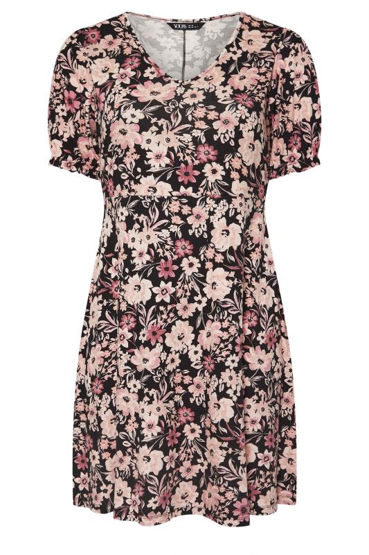 YOURS Plus Size Black Floral Print Mini Dress | Yours Clothing 5