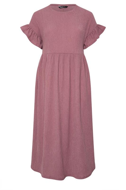 YOURS Plus Size Pink Frill Textured Maxi Dress | Yours Clothing 5