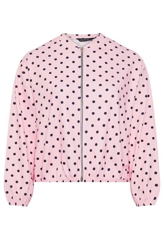 LIMITED COLLECTION Plus Size Pink Polka Dot Bomber Jacket | Yours Clothing 5