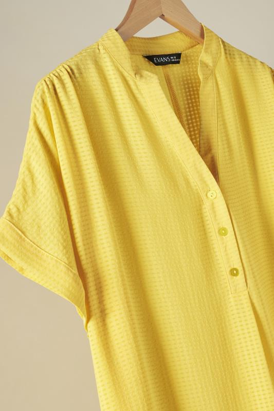 EVANS Plus Size Lemon Yellow Woven Check Blouse | Evans  7