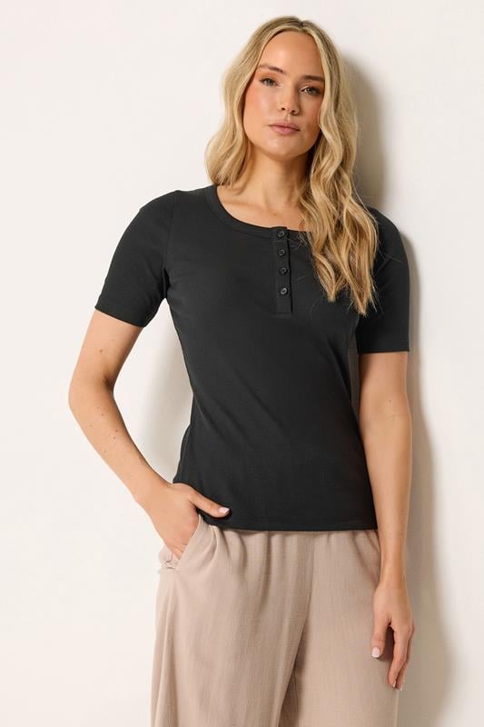 LTS Tall Black Ribbed Cotton T-Shirt