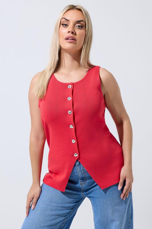 LIMITED COLLECTION Curve Red Compact Knitted Waistcoat