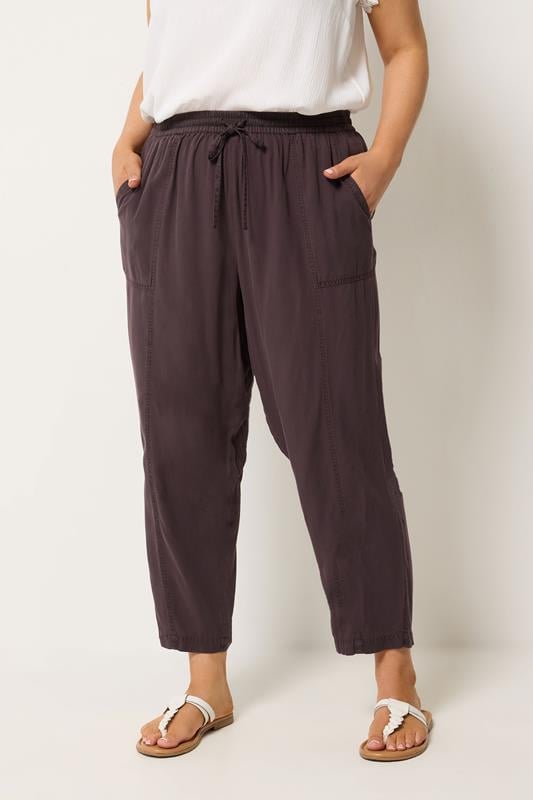  YOURS Curve Purple Chambray Barrel Trousers