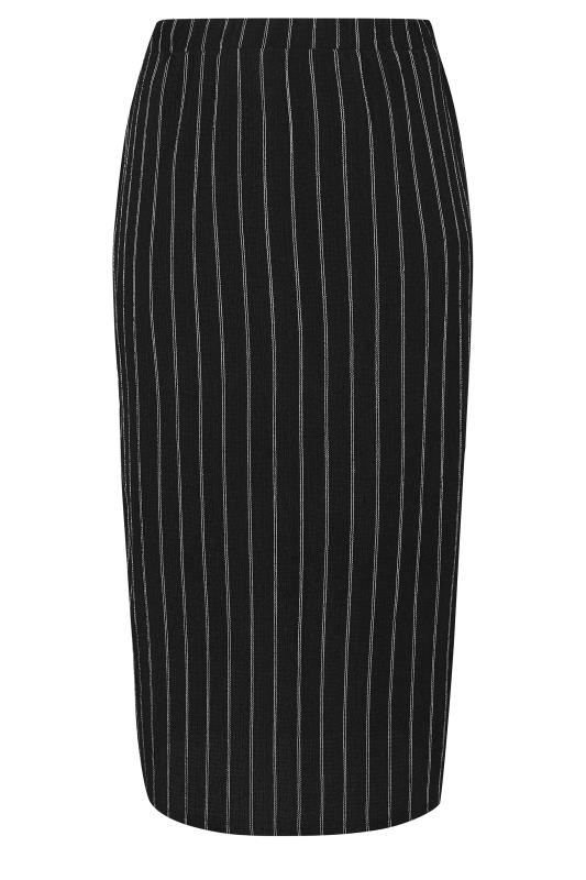 YOURS Plus Size Black Textured Pinstripe Maxi Skirt | Yours Clothing 4