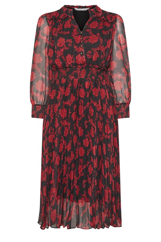 YOURS LONDON Plus Size Black Floral Pleated Shirt Dress | Yours Clothing 5