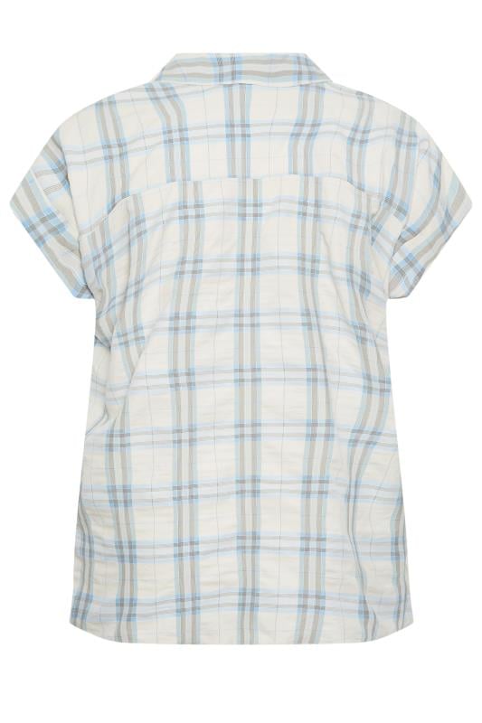 YOURS Plus Size Blue Check Print Collared Shirt  | Yours Clothing 7