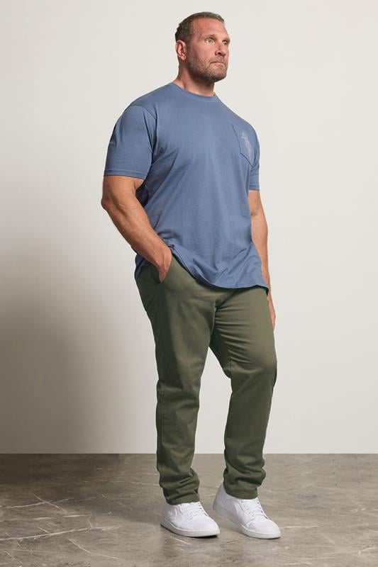 KAM Big & Tall Khaki Green Chino Trousers
