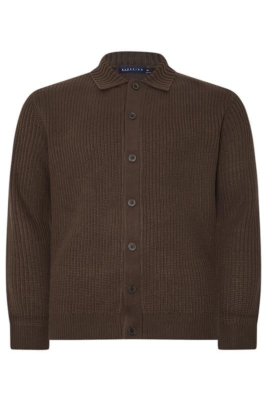 BadRhino Big & Tall Brown Long Sleeve Knitted Shirt | BadRhino 1