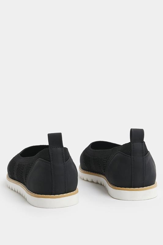 Black Knitted Slip On Ballet Flats In Extra Wide EEE Fit | Yours Clothing 4