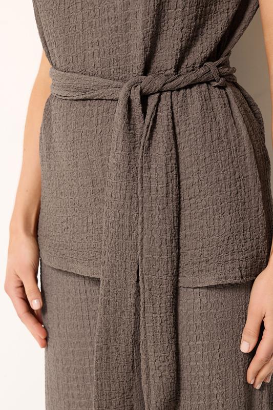 LTS Tall Women's Mocha Brown Textured Belted Top | Long Tall Sally 4
