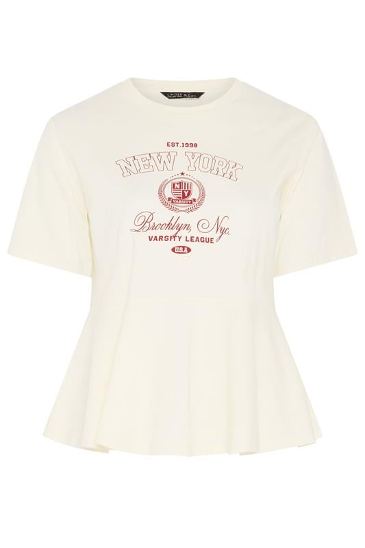 LIMITED COLLECTION Plus Size Ivory White Sporty New York Peplum Top 5