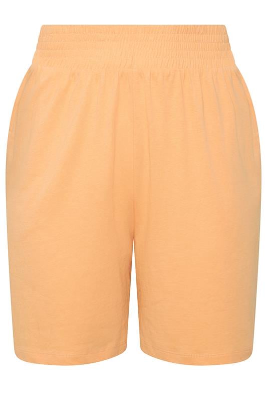 YOURS Plus Size Orange Shirred Waist Shorts | Yours Clothing 7