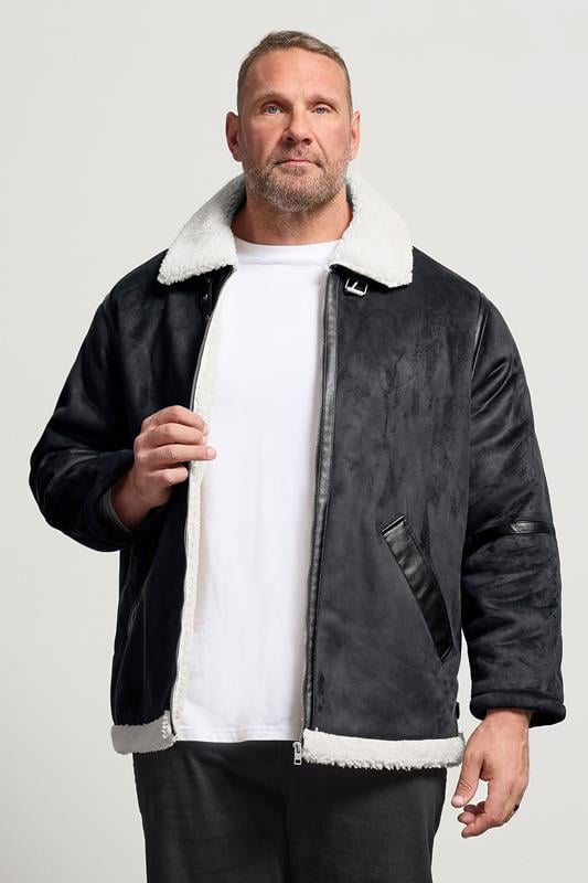 JACK & JONES Big & Tall Black Aviator Jacket