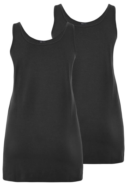 YOURS Plus Size 2 PACK Black Longline Vest Tops | Yours Clothing 6