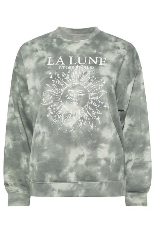 LIMITED COLLECTION Plus Size Grey 'La Lune' Tie Dye Sweatshirt | Yours Clothing 1