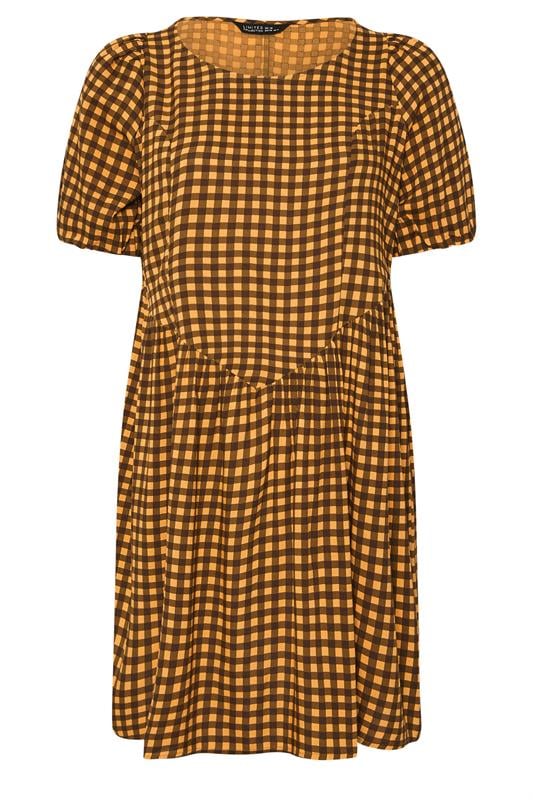 LIMITED COLLECTION Plus Size Brown Check Mini Dress | Yours Clothing 5