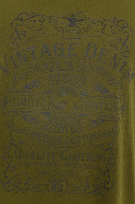 KAM Big & Tall Olive Green Vintage Denim Graphic Print T-Shirt | BadRhino 3