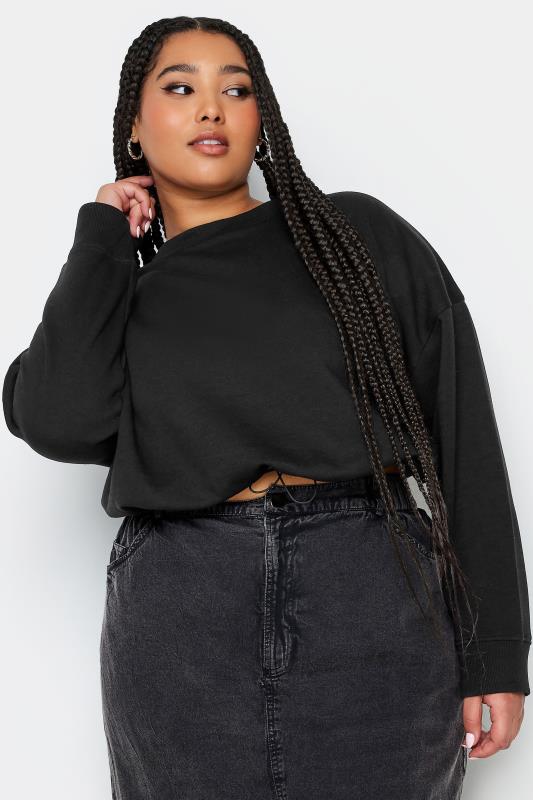 LIMITED COLLECTION Plus Size Black Cropped Sweatshirt | Yours Clothing 2