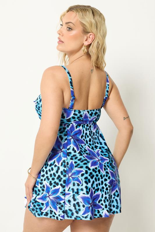 YOURS Plus Size Blue Animal Floral Tankini Top | Yours Clothing 5