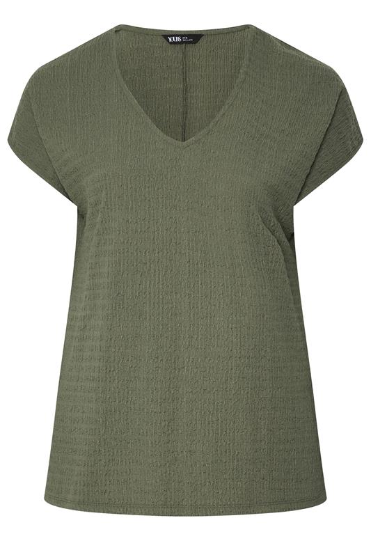 YOURS Plus Size Khaki Green Textured T-Shirt Co-ord | Yours Clothing 5