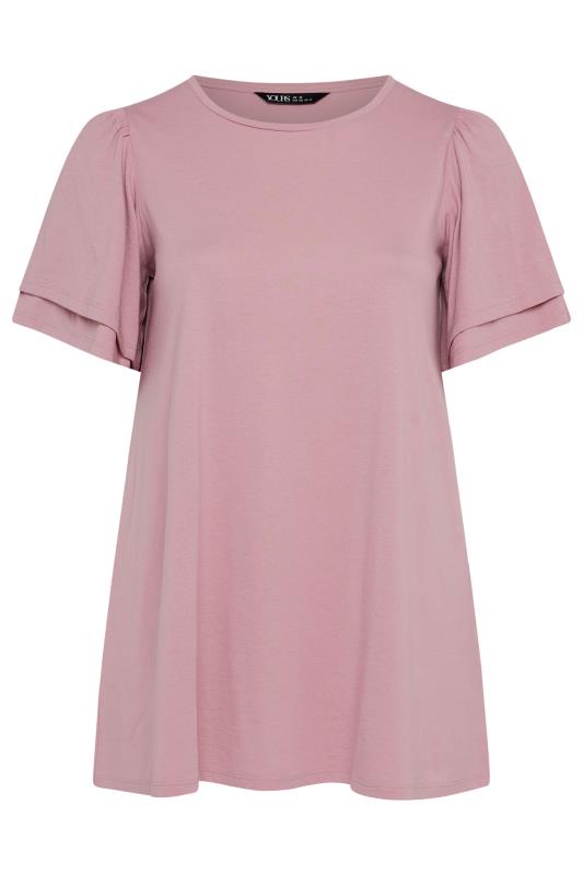 YOURS Plus Size Pink Double Angel Sleeve T-Shirt | Yours Clothing  7