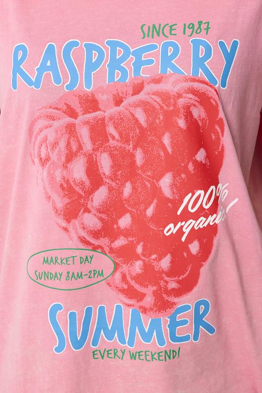 YOURS Plus Size Pink Acid Wash 'Raspberry Summer' T-Shirt | Yours Clothing 5