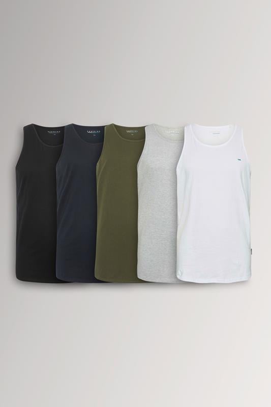 BadRhino Big & Tall Black & White 5 Pack Vest Tops