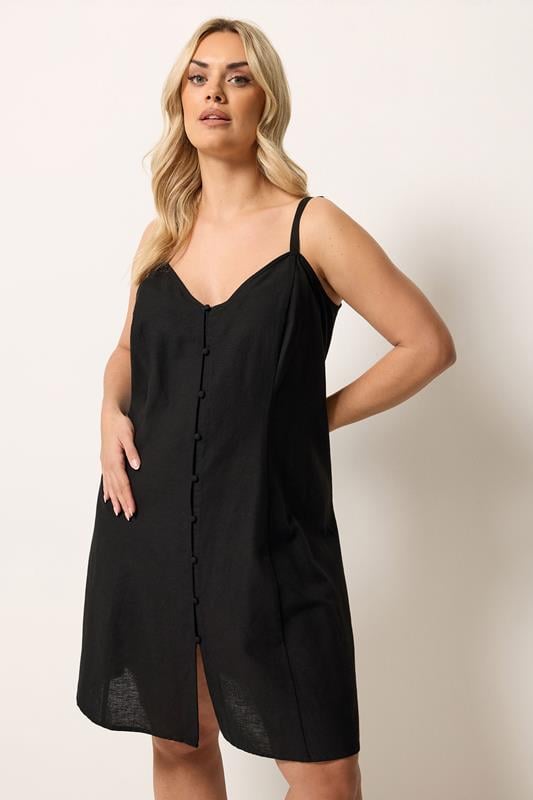 YOURS Curve Black Linen Swing Dress
