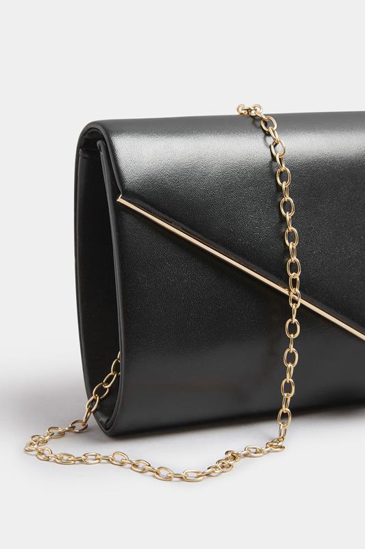Black Faux Leather Metal Trim Clutch bag | Yours Clothing 2