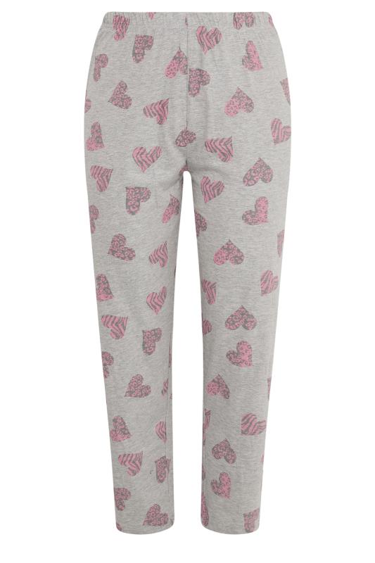 YOURS 4 PACK Plus Size Grey Love Heart Print Pyjama Set | Yours Clothing 11