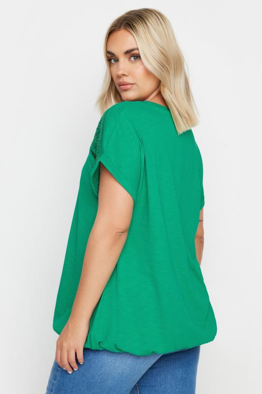 YOURS Plus Size Green Bubble Hem Top | Yours Clothing 3