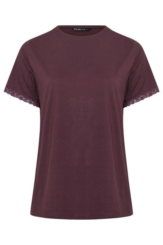 YOURS Plus Size Purple Lace Trim T-Shirt | Yours Clothing  6