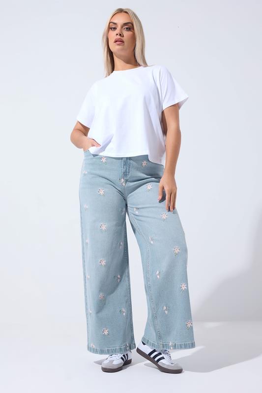  LIMITED COLLECTION Curve Blue Floral Embroidered Jeans
