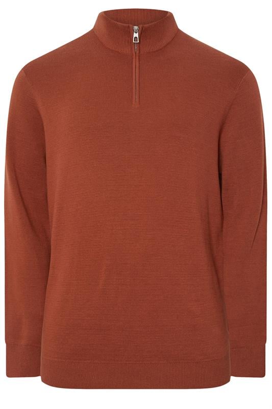 BadRhino Big & Tall Henna Red Milano Quarter Zip Jumper | BadRhino 1